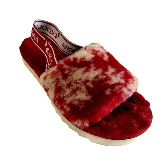 Koolaburra by UGG  Fuzz'n Faux Fur Slide Slipper  Red Tie Dye Womens Sz 7 - Picture 1 of 15